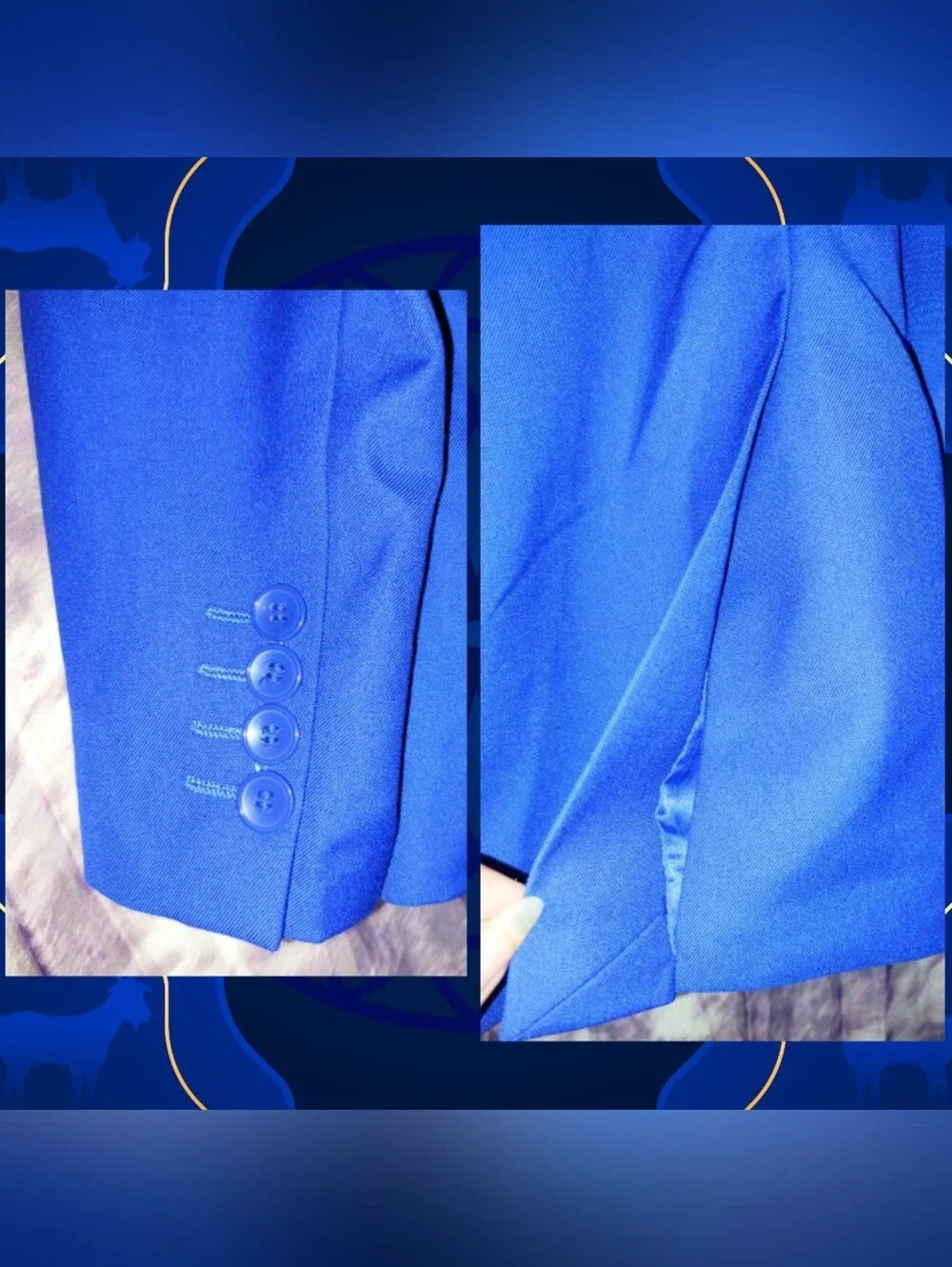 Unbranded 2Pc Set Royal Blue Classic Tailored Fit Soft Woven Blazer & Vest Sz S